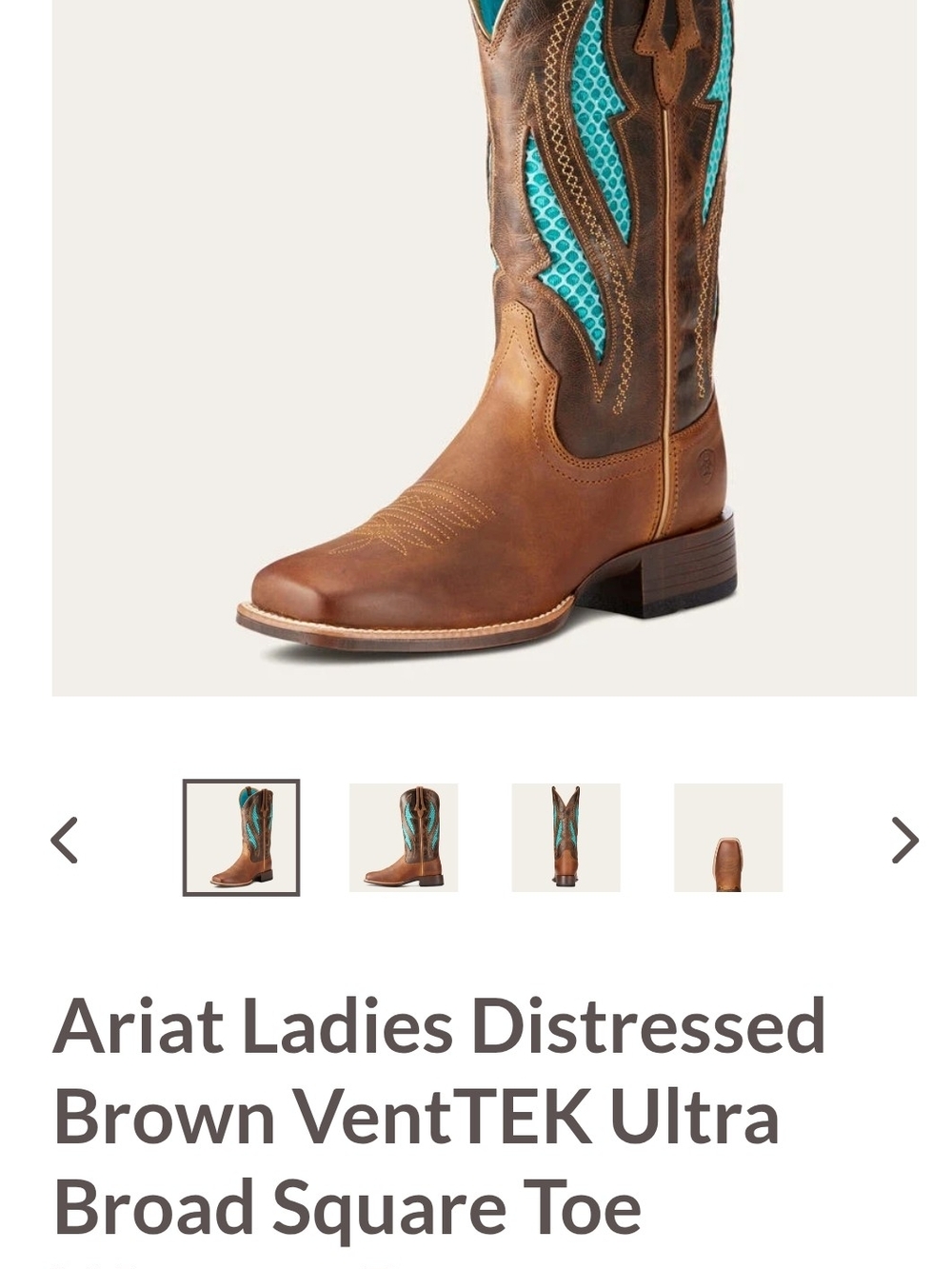 Ariat Brown Leather Women's Western Boots with Turquoise Inset - Picture 2 of 7